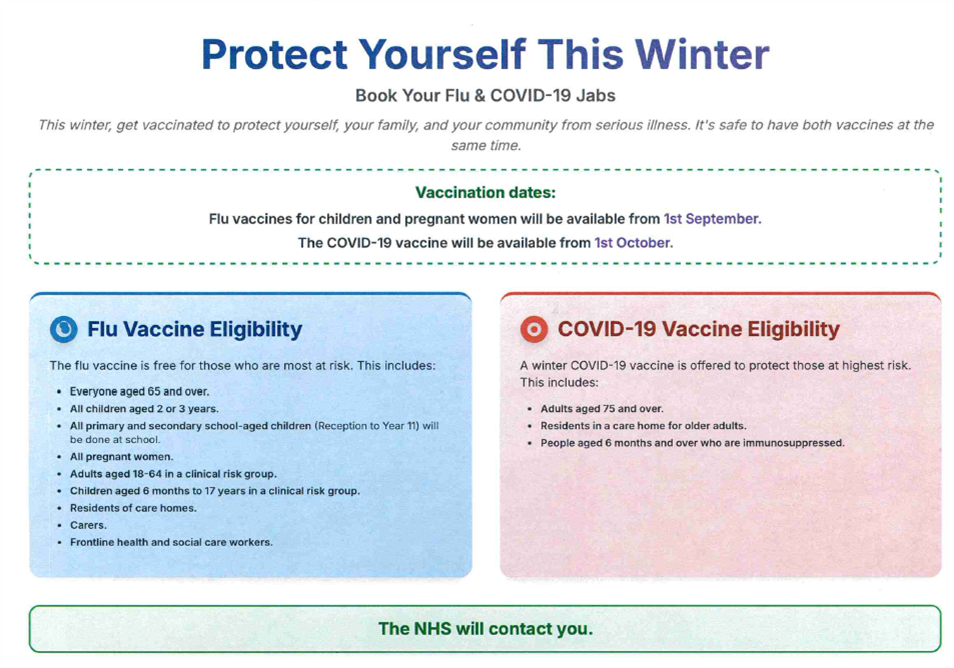 Protect yourself this winter. Book your flu and covid-19 jabs.